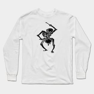 Civil War Federal Drummer Boy Skeleton In Black Long Sleeve T-Shirt